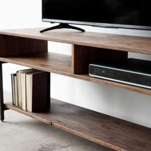 "60"" Brown Wood Open Shelving TV Stand"